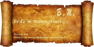 Brém Modesztusz névjegykártya